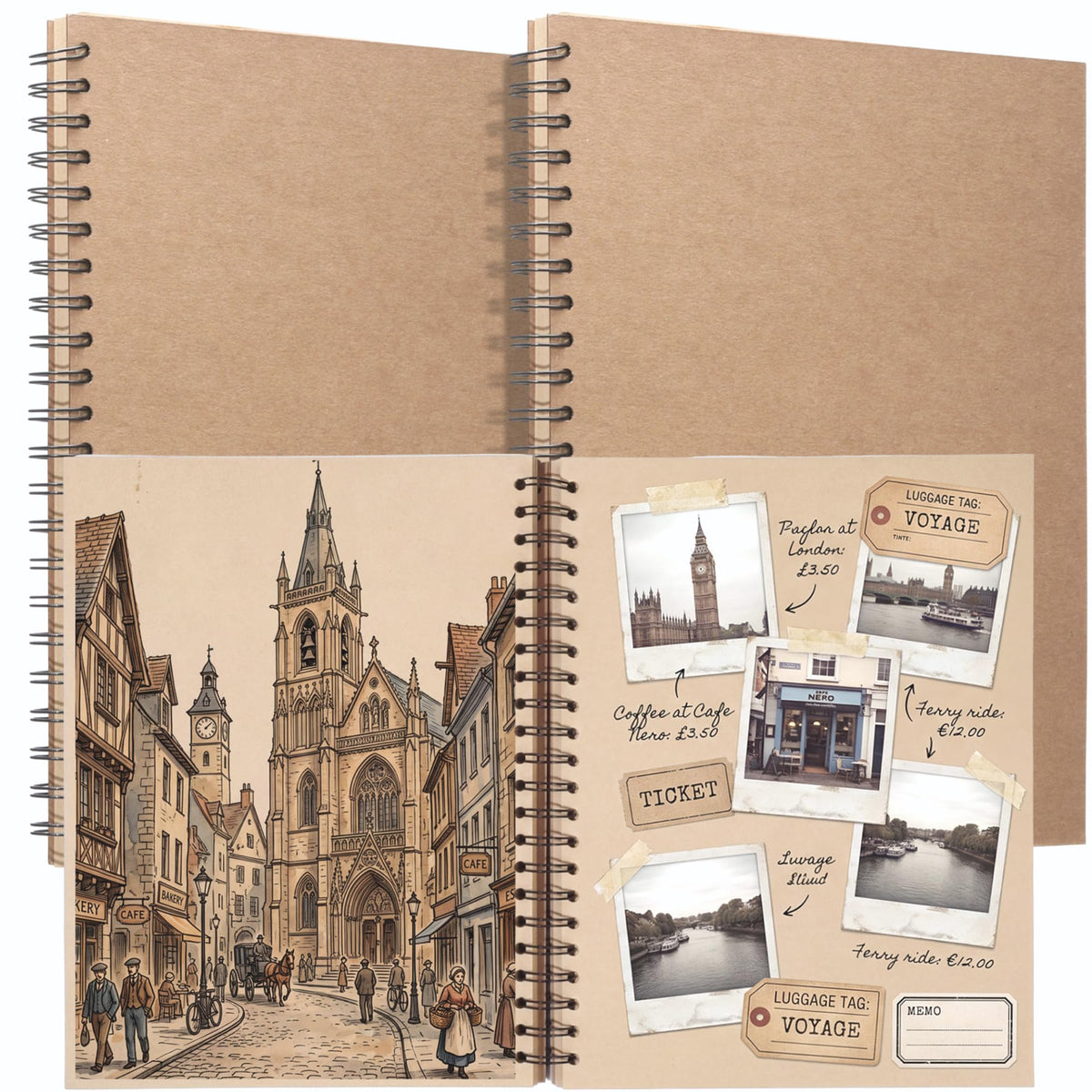 PerKoop 2 Pcs 8.5"x11" Spiral Sketch Books Sketch Pads, White