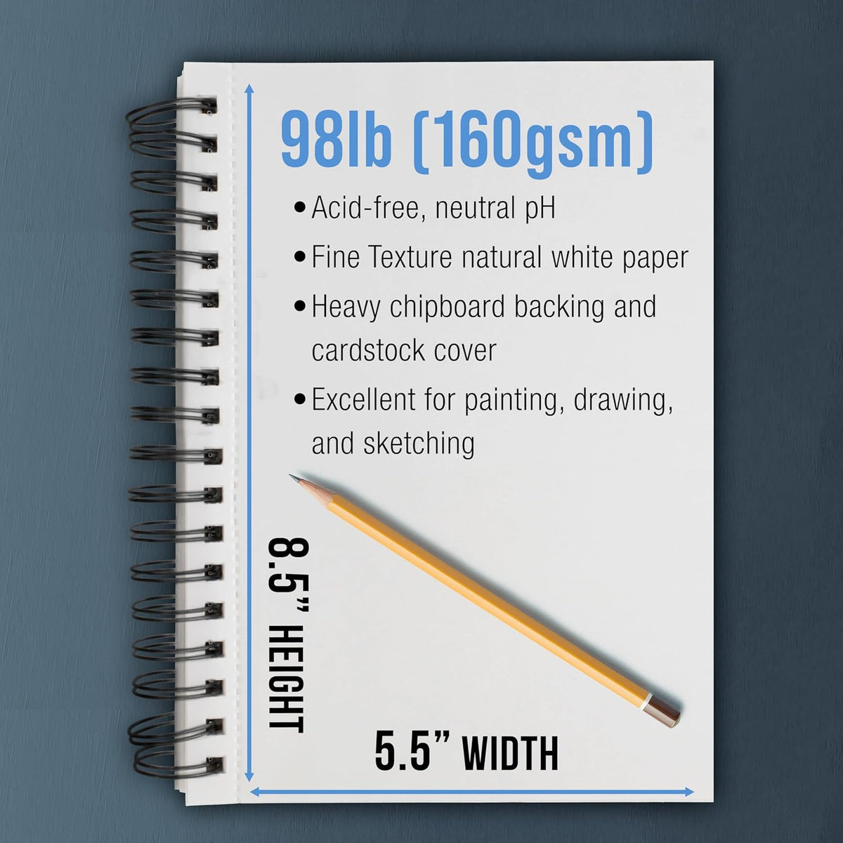 U.S. Art Supply 5.5"x8.5" Mixed Media Sketchbook, 2 Pack (60 Sheets)