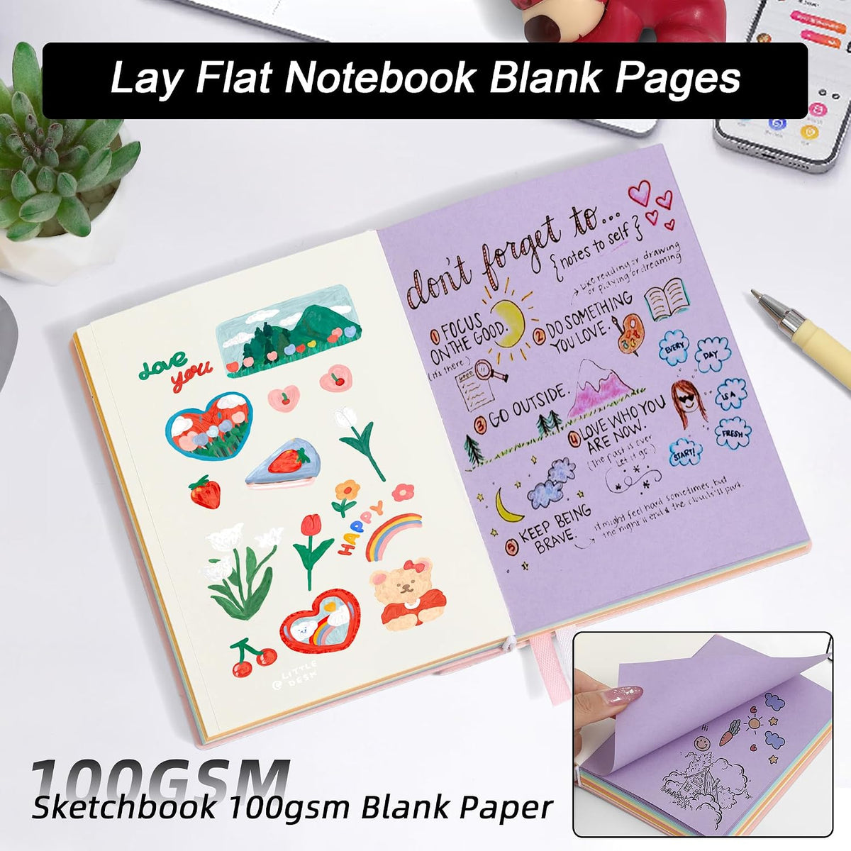 Thick Blank Notebook 400 Pages A6 Size100gsm Color Pages