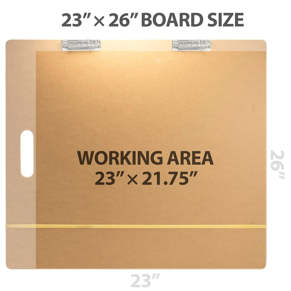 Officemate Artist Sketch Board with Handle, Portable Drawing Board, Tempered Hardboard Surface with Dual Clips & Rubber Band, Art Board for Studio, Classroom & Field Use, 23″ x 26″ (83099)