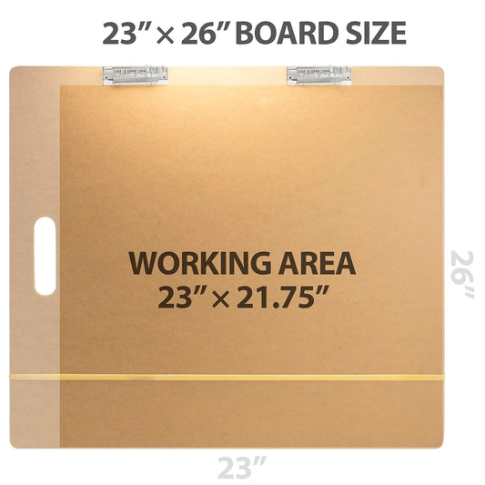 Officemate Artist Sketch Board with Handle, Portable Drawing Board, Tempered Hardboard Surface with Dual Clips & Rubber Band, Art Board for Studio, Classroom & Field Use, 23″ x 26″ (83099)