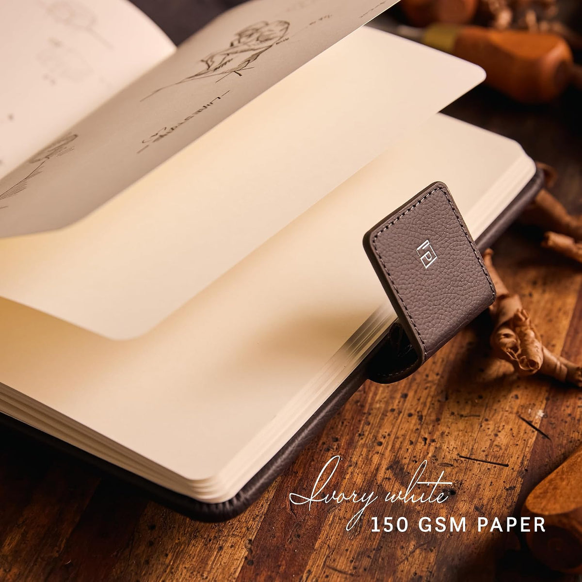 Leatherpress Sketchbook, Hardcover Drawing Notebook, Brown/Burgundy