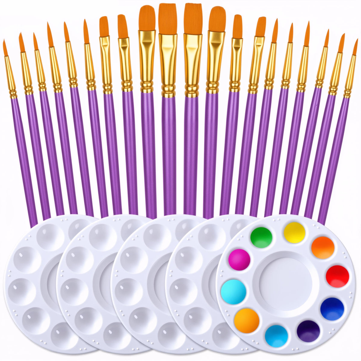 DUGATO Paint Brush & Palette Set, 20 Brushes with 5 Mixing Trays, Blue