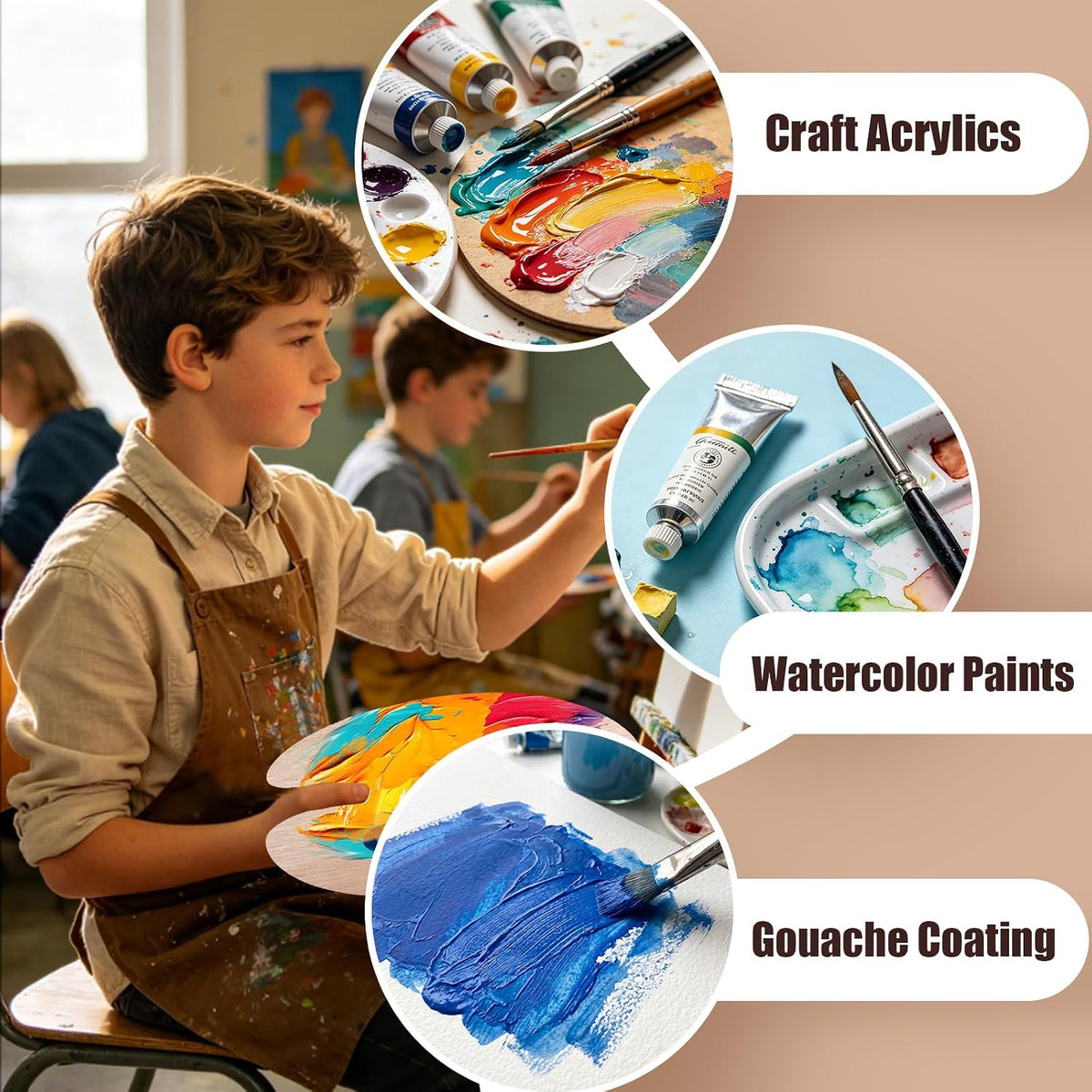 Wooden Painting Palette 36-Pack, Oval with Thumb Hole, 12x8 Inch