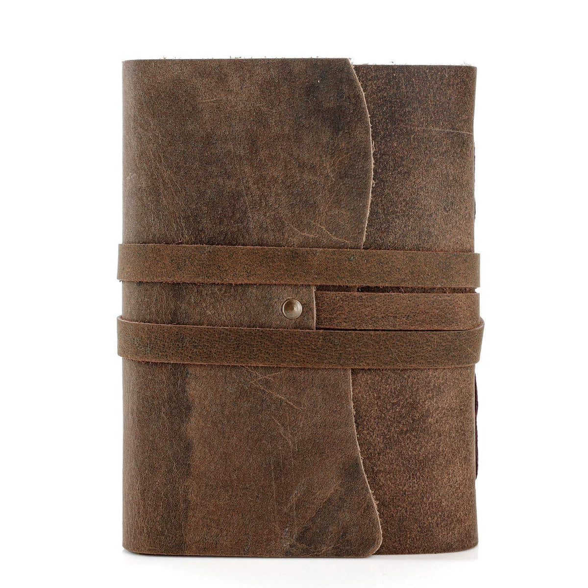 KomalC Leather Journal Notebook, Genuine Leather Journal for Men & Women Handmade Writing Travel Notebook, 240 Unlined Pages Vintage Notepad Gift: Rustic Brown (7"x5")