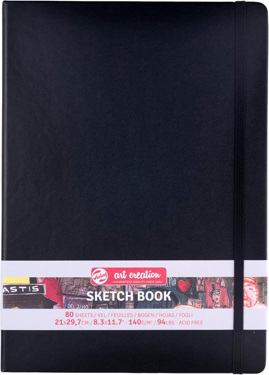 Talens Art Creation Sketchbook, 140 GSM/90 lbs, Black, 8.27 x 11.69 in