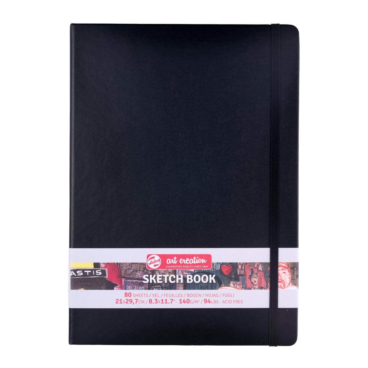 Talens Art Creation Sketchbook, 140 GSM/90 lbs, Black, 8.27 x 11.69 in