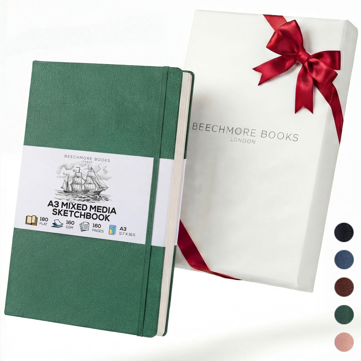 Beechmore Books A5 5.8x8.3 Mixed Media Sketchbook 160 GSM/98LB, Gift Box