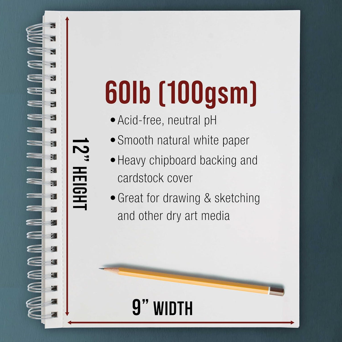 U.S. Art Supply 9"x12" Sketch Book Pad, Spiral Bound 100 Sheets Each,2-Pack