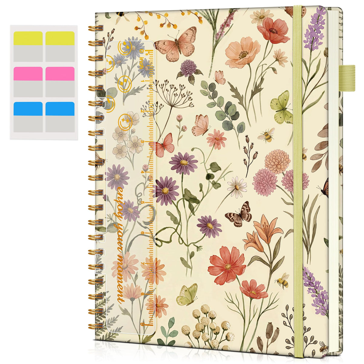 Blank Spiral Notebook Journal 8.5” x 11”, A4 Large Sketch Book for Women Men, 100 GSM Blank Paper Drawing Notebook, Hardcover Spiral Bound Sketchbook for Sketching Work School, Wildflower Mountainside