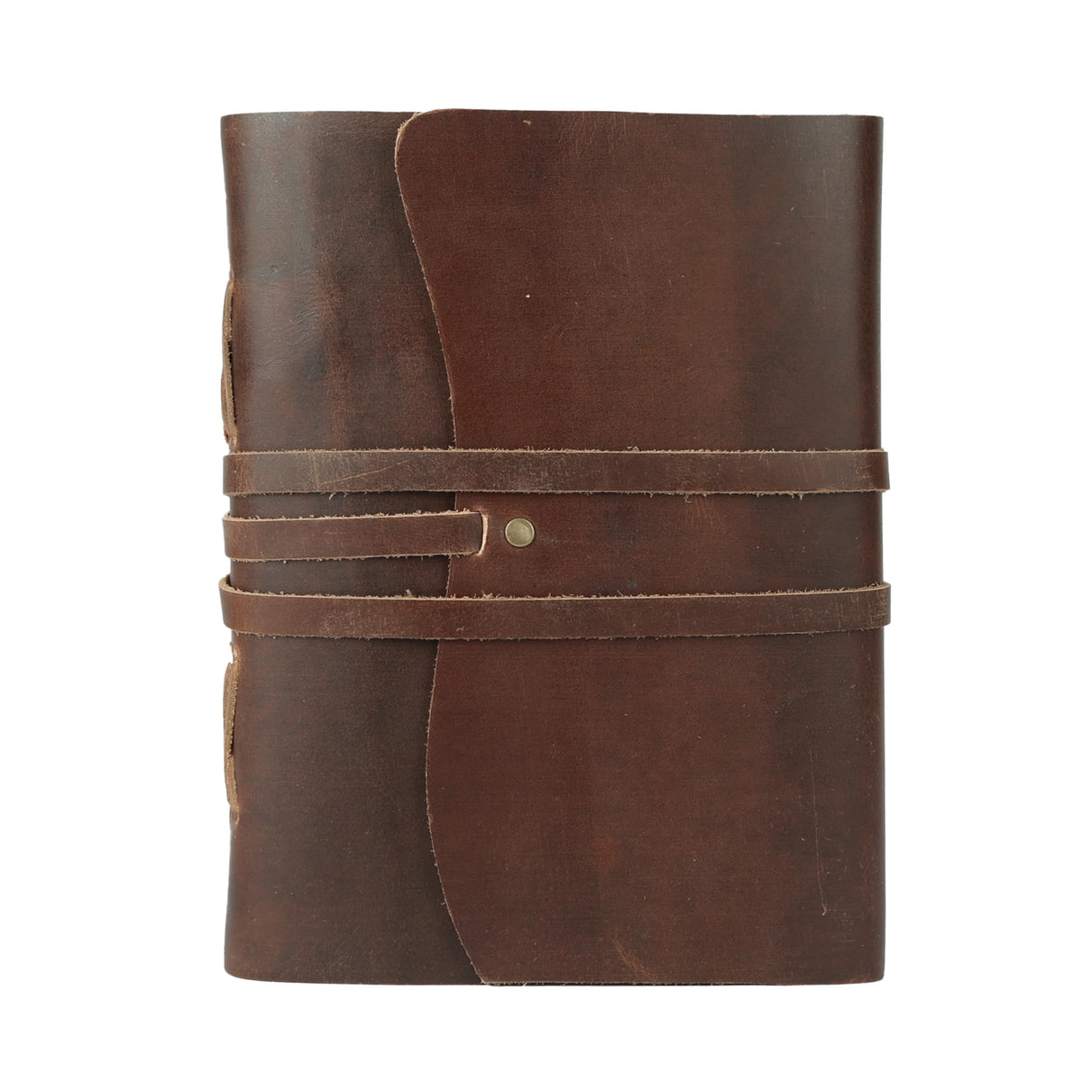 KomalC Leather Journal Notebook, Genuine Leather Journal for Men & Women Handmade Writing Travel Notebook, 240 Unlined Pages Vintage Notepad Gift: Rustic Brown (7"x5")