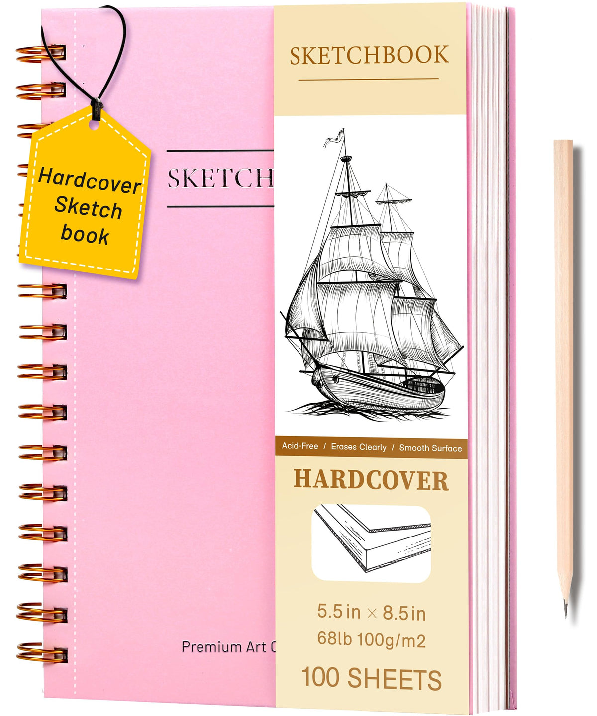 Yoment 9"x12" Hardcover Sketchbook for Drawing，120 Sheets，100GSM