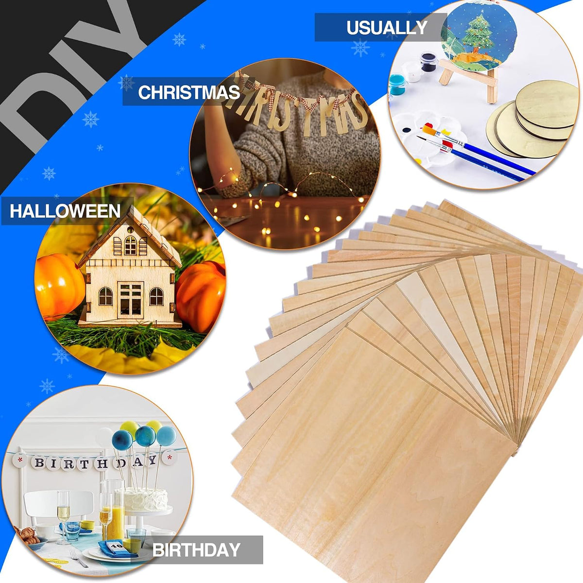 18 Pack Basswood Sheets 12"x12"x1/8" for Crafts, Unfinished Basswood Craft Board Perfect for DIY Ornaments and Models, Drawing, Painting, Engraving, Wood Burning, Laser Cutting