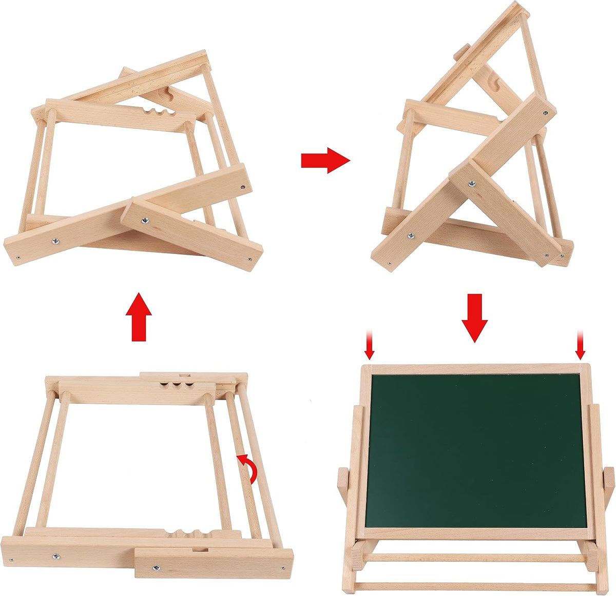 TOWO Wooden Easel for Kids, Foldable Double-Sided Magnetic Board