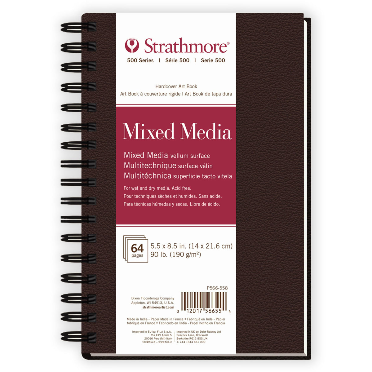 Strathmore 500 Series Hardcover Mixed Media Journal, 90 lb. Vellum Paper, 5.5 X 8.5 inches, 64 Pages (566-5)