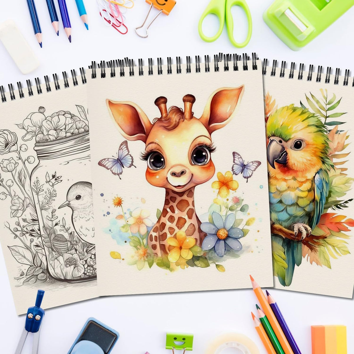 OSIMIG 10 Pack 5.5" x 8.5" Sketch Books, 300 Sheet Drawing Paper, Mini Sketchbook for Kids, Drawing Pad, Top Spiral Bound Sketch Pad for Beginger, Adult Art Supplies