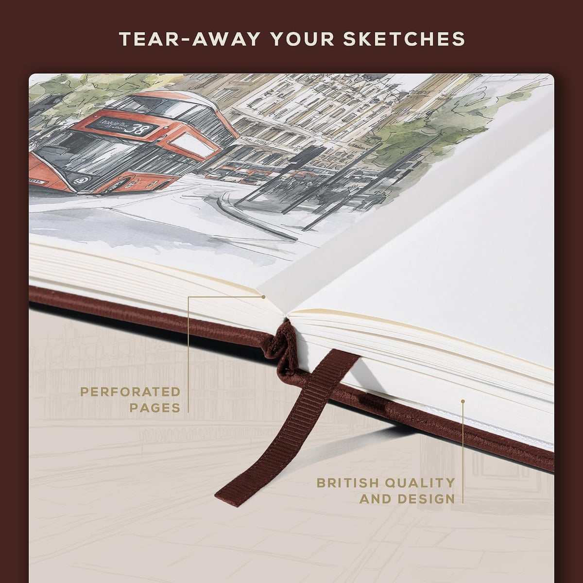 Beechmore Books A5 5.8x8.3 Mixed Media Sketchbook 160 GSM/98LB, Gift Box
