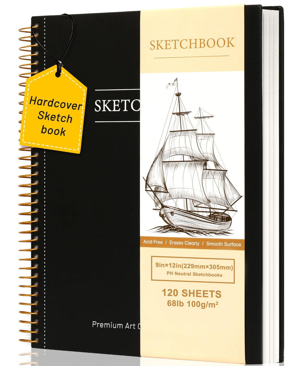 Yoment 9"x12" Hardcover Sketchbook for Drawing，120 Sheets，100GSM