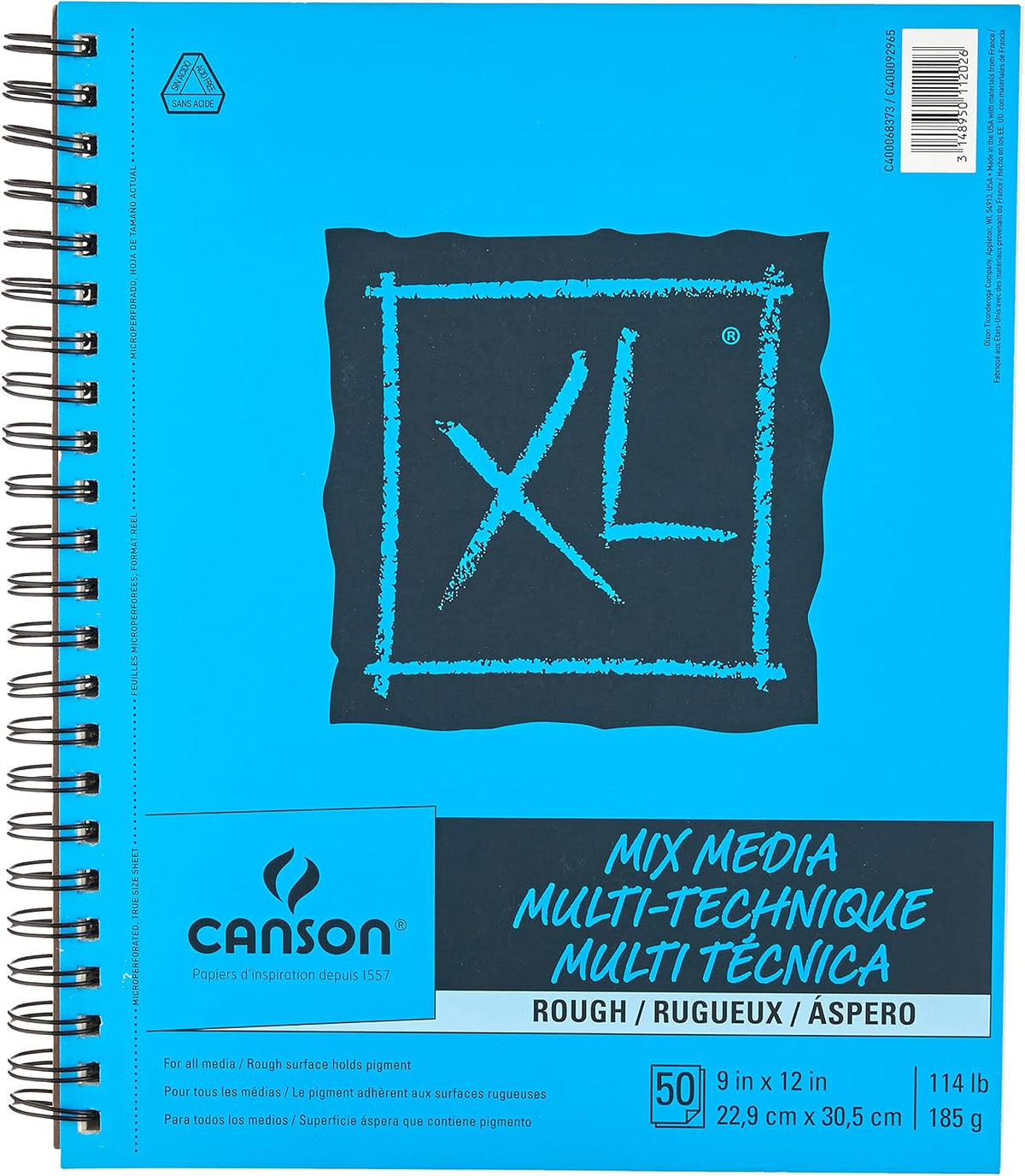 Canson XL Series Mixed Media Paper Pad, Rough, White, 9x12 in