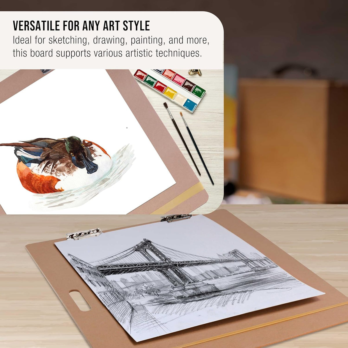 U.S. Art Supply 23" x 26" Artist Sketch Tote Board - Lightweight Hardboard