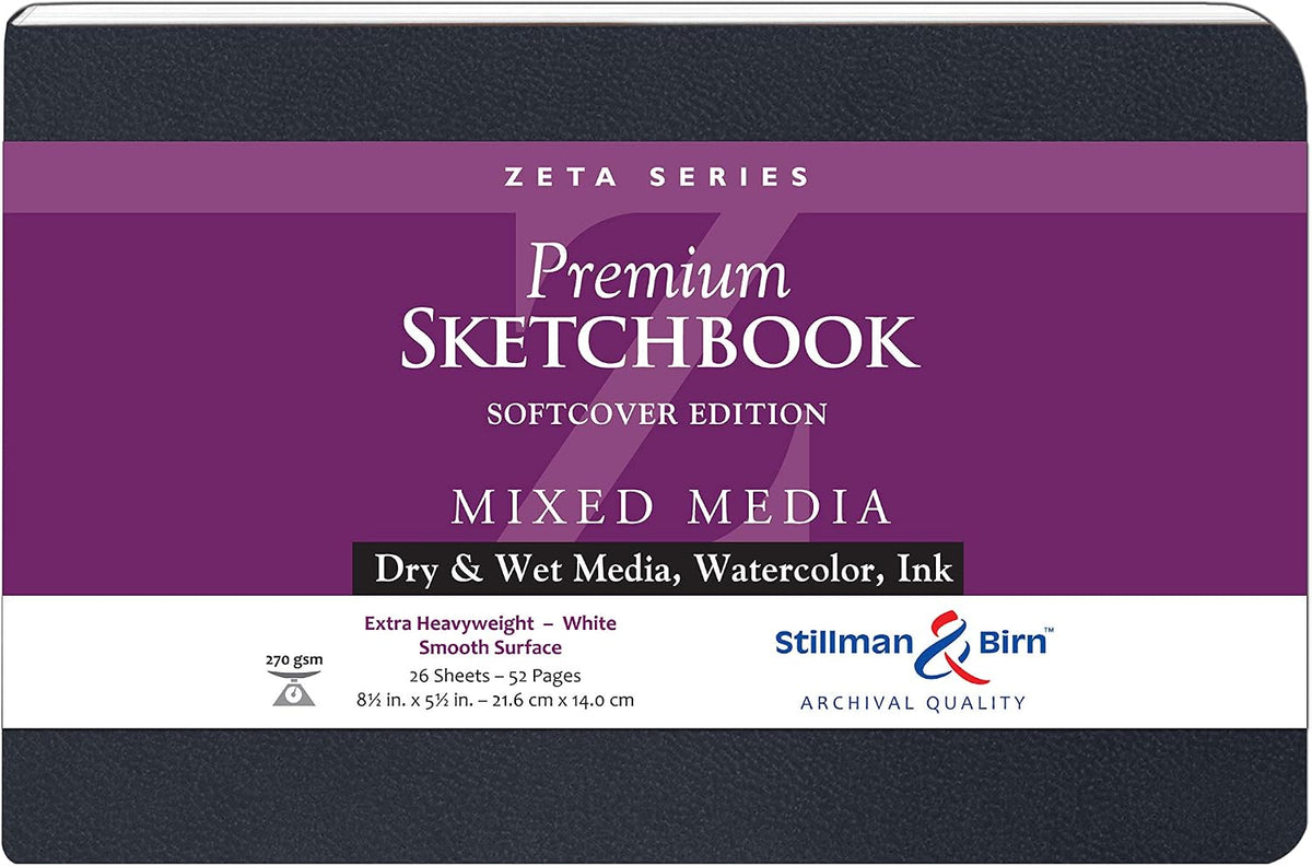 Stillman & Birn Zeta Series Softcover Sketchbook, 7.5" x 7.5", 270 gsm (Extra Heavyweight), White Paper, Smooth Surface