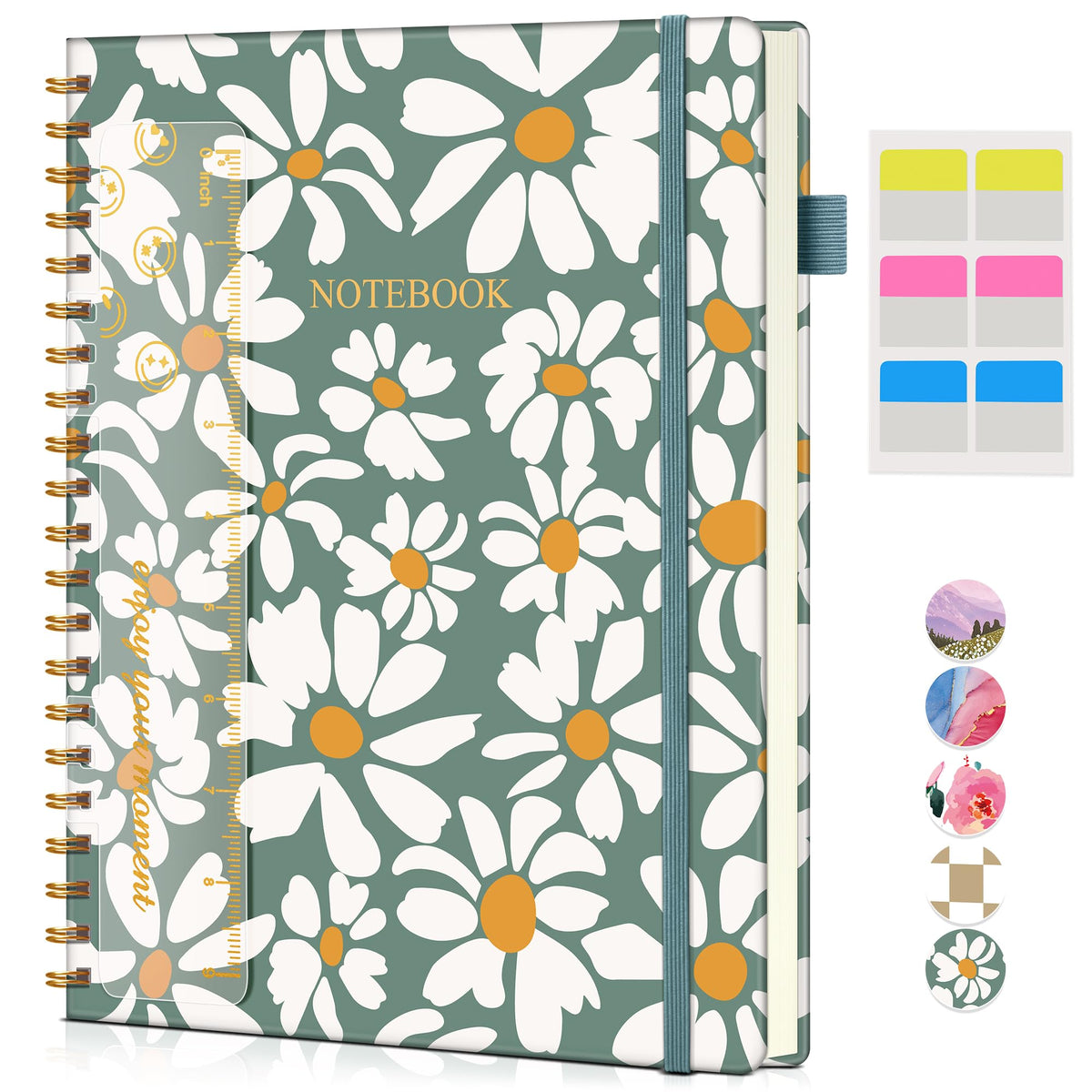 Blank Spiral Notebook Journal 8.5” x 11”, A4 Large Sketch Book for Women Men, 100 GSM Blank Paper Drawing Notebook, Hardcover Spiral Bound Sketchbook for Sketching Work School, Wildflower Mountainside