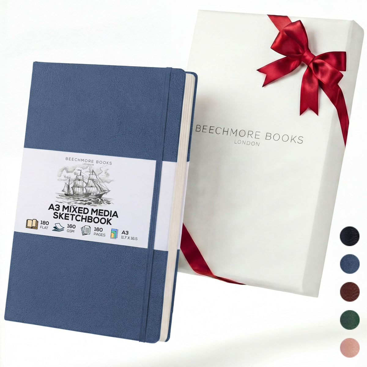 Beechmore Books A5 5.8x8.3 Mixed Media Sketchbook 160 GSM/98LB, Gift Box