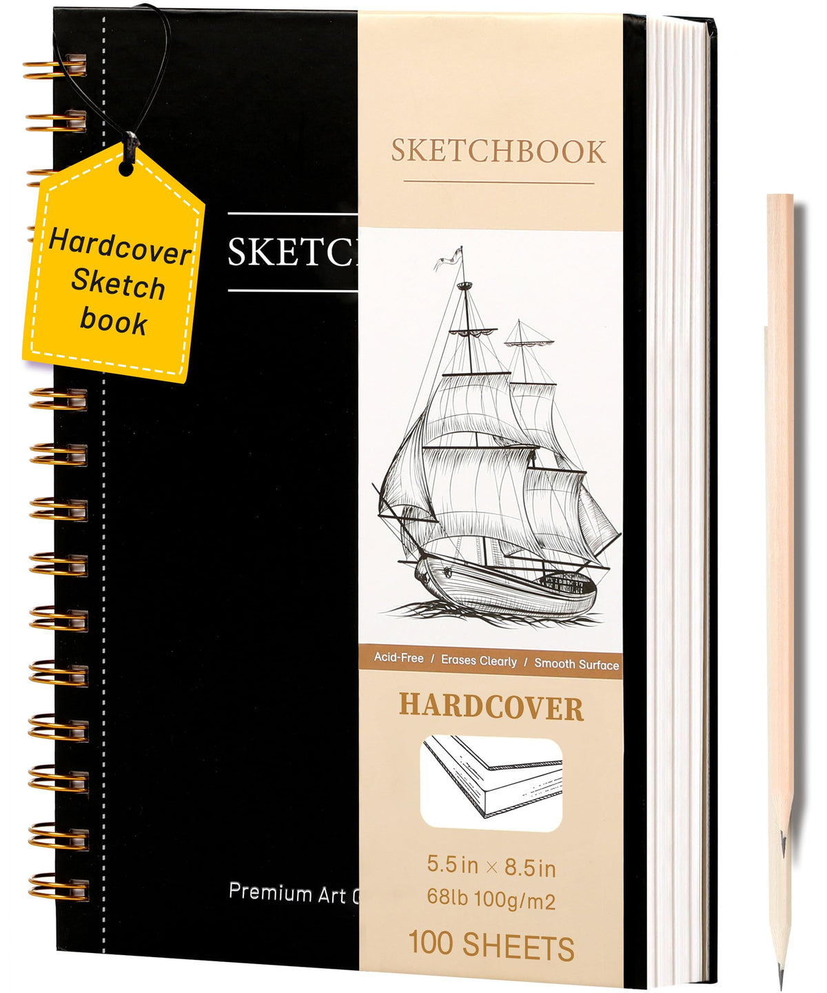 Yoment 9"x12" Hardcover Sketchbook for Drawing，120 Sheets，100GSM