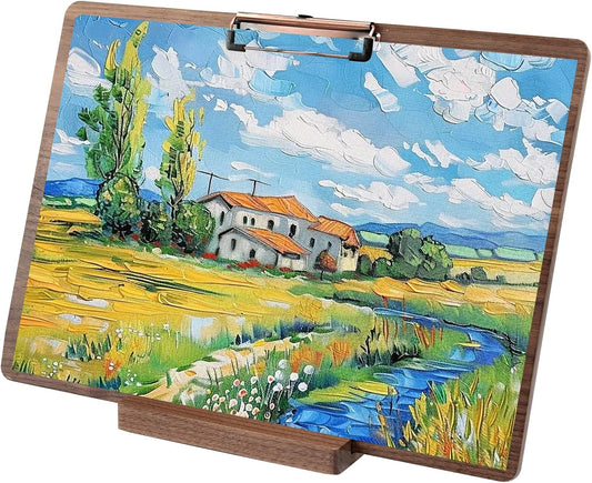 Walnut Wood Clipboard, Drawing Clip Board & Lap Easel, 16.5 x 11.8 inch, Legal Size Clipboards, Horizontal Wood Lap Board for Sketching, Watercolor, Painting, Art Supplies and Landscape Working