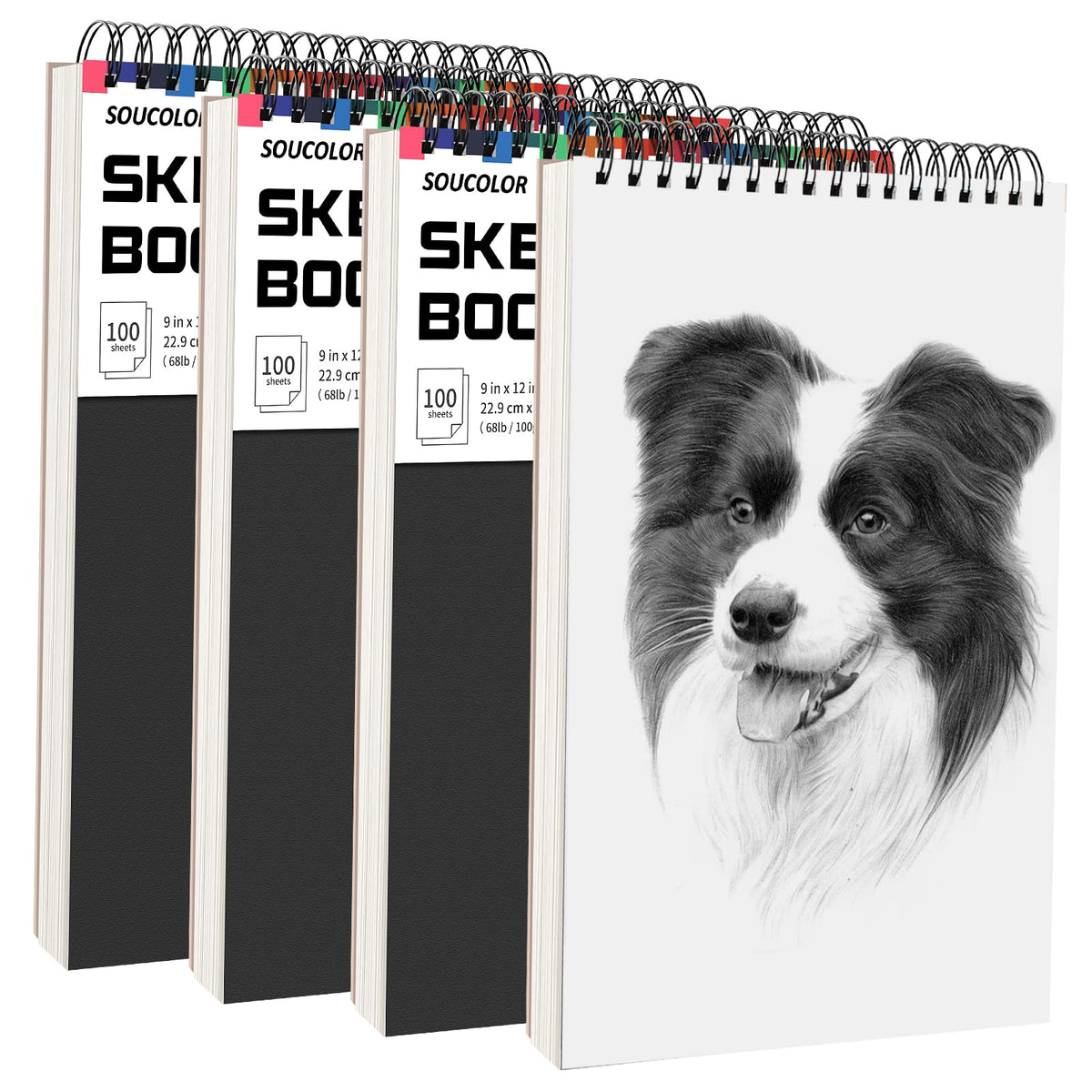 Soucolor Cute Sketch Book 9" x 12" Drawing Paper,Pink Teen Girls Sketchbook