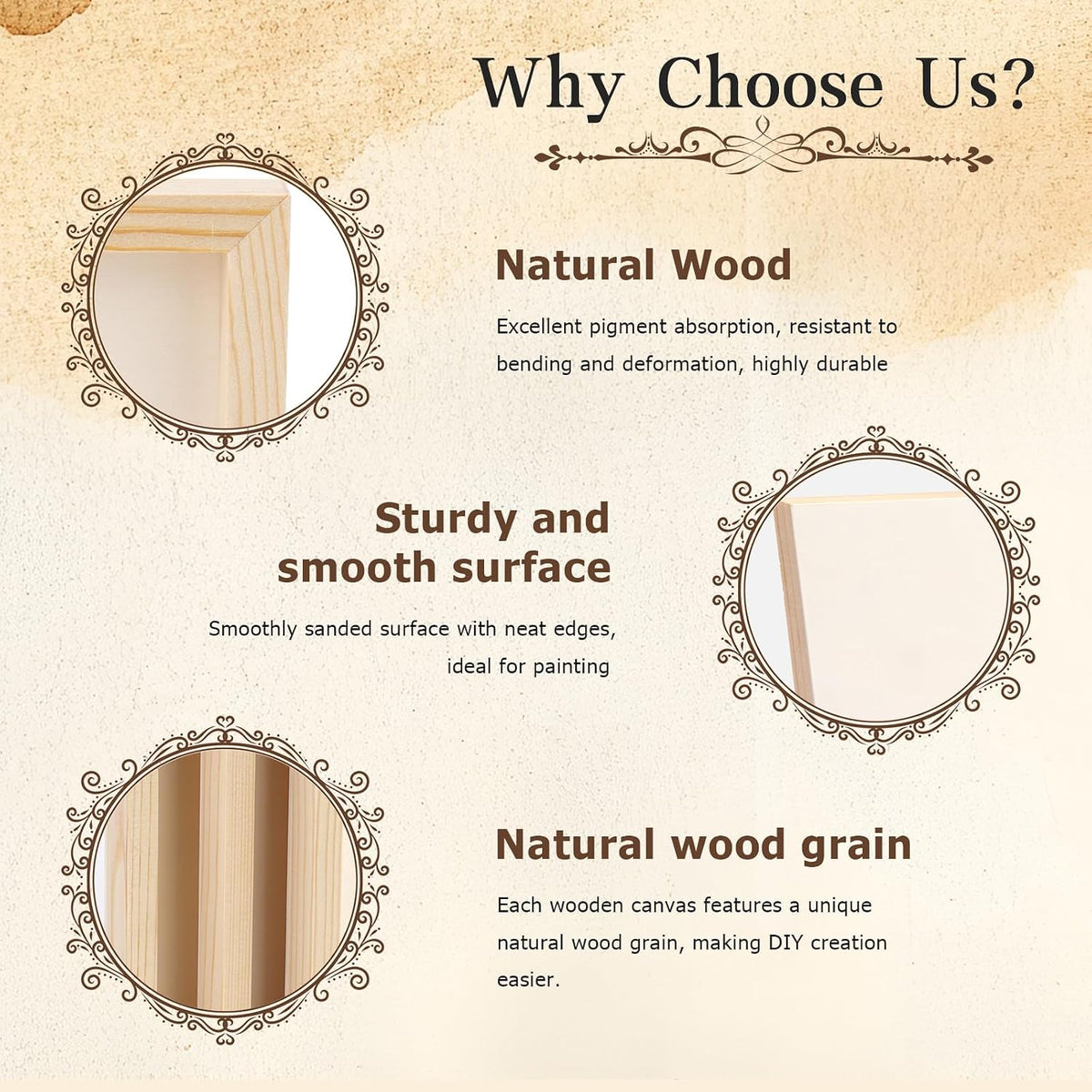 Wood Canvas Boards, 10 Pack 6 x 6 Inch Unfinished Painting Panels