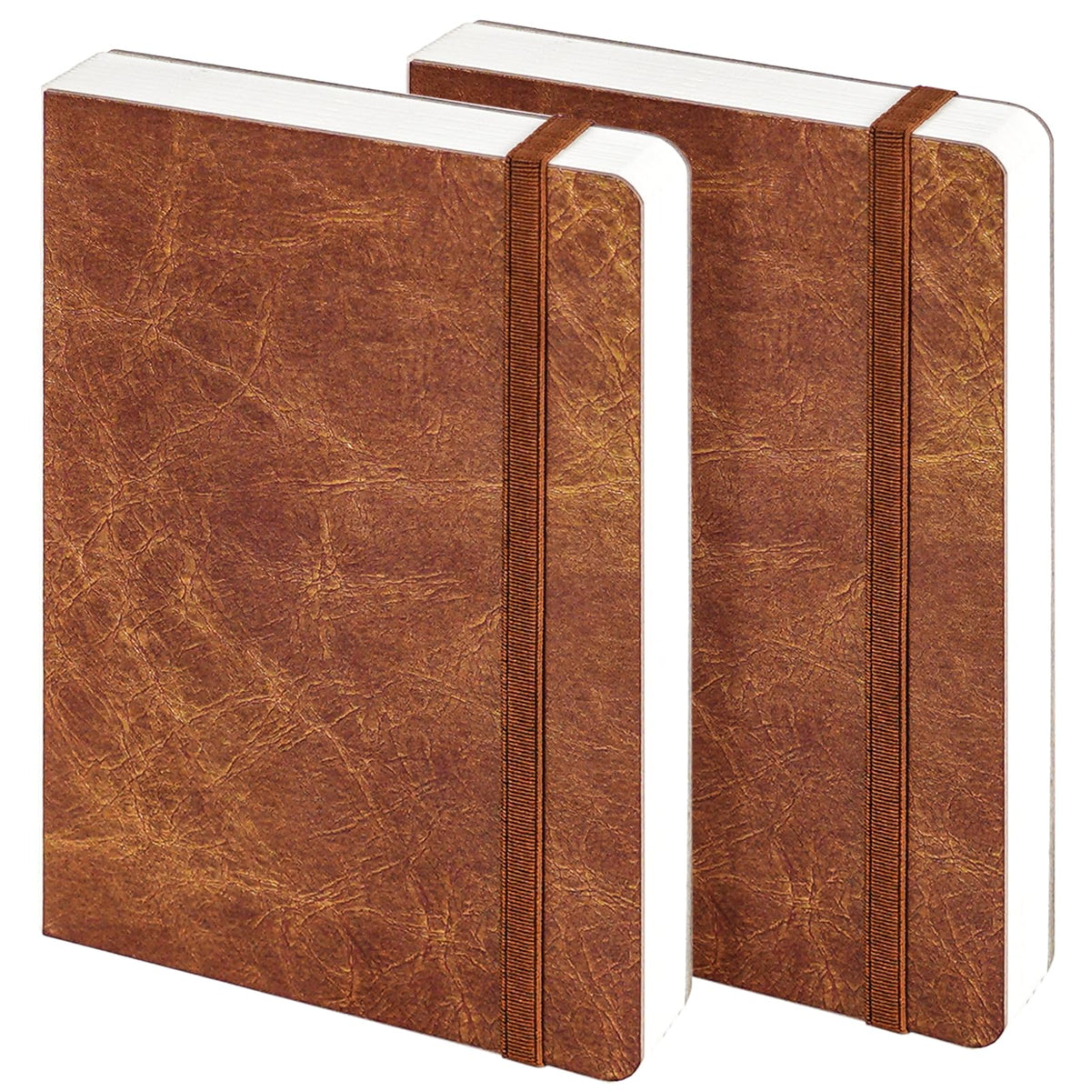 Funto Watercolor Journal, 7.5x5, 2 Packs, 44 Pages Each, Cold-Pressed 100% Cotton, Pearlescent PU Leather Brown Cover, Art Supplies for Mixed Media