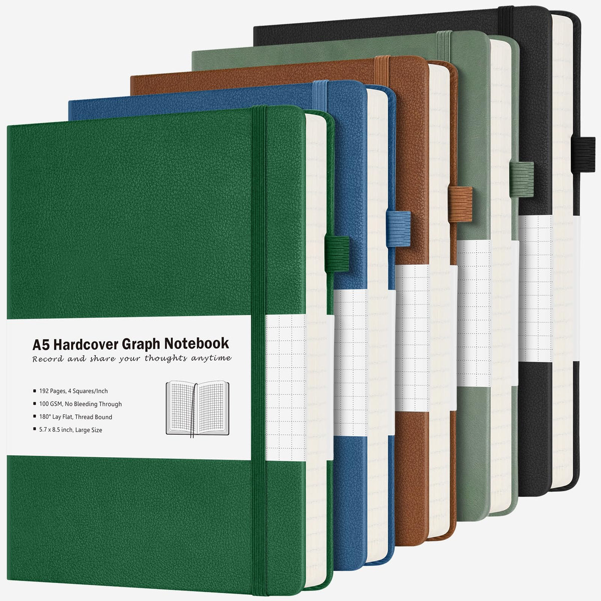 Blank Notebook Journal, 5 Pack Hardcover Sketch Book, No Bleed Thick Paper