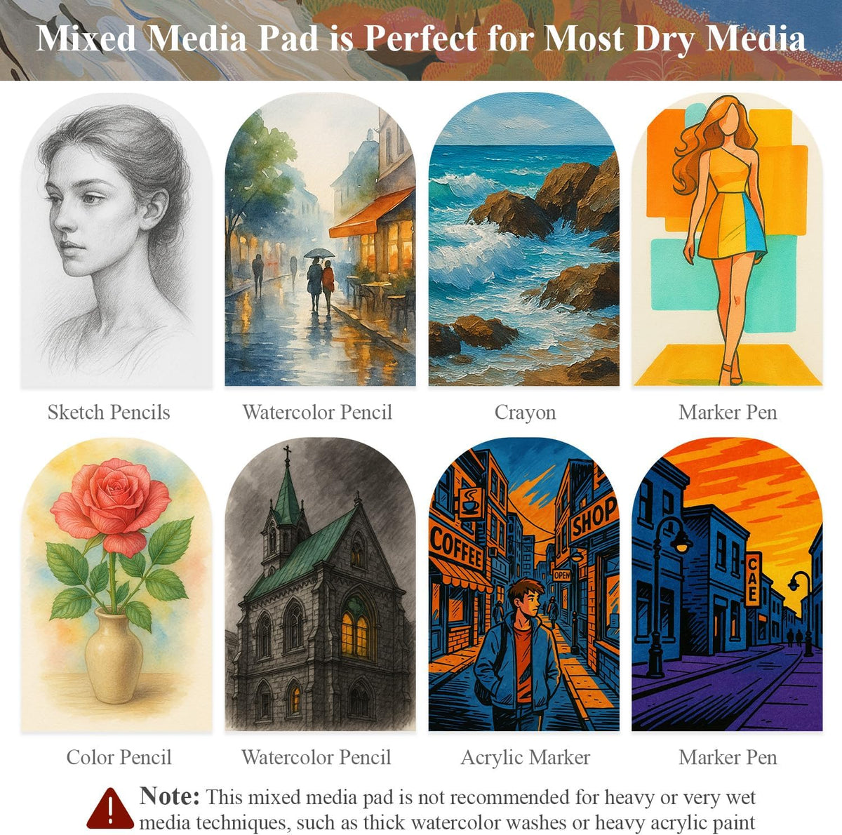 MOFUNY Mixed Media Sketchbook 9x12, Drawing Paper Pad 60 Sheets_98lb/160gsm