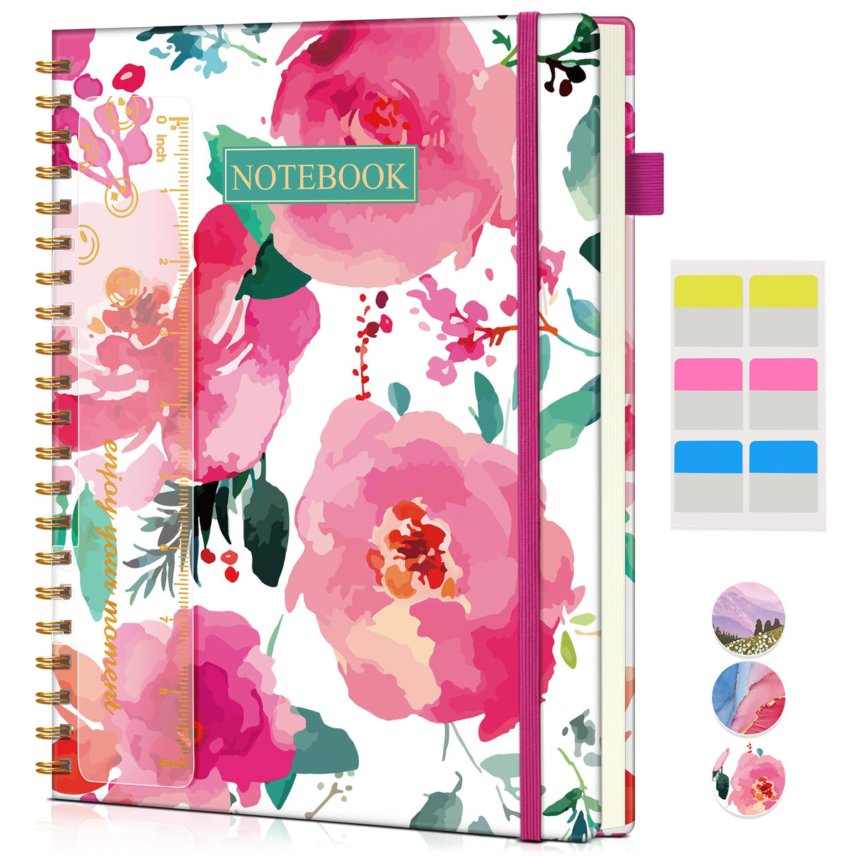 Blank Spiral Notebook Journal 8.5” x 11”, A4 Large Sketch Book for Women Men, 100 GSM Blank Paper Drawing Notebook, Hardcover Spiral Bound Sketchbook for Sketching Work School, Wildflower Mountainside