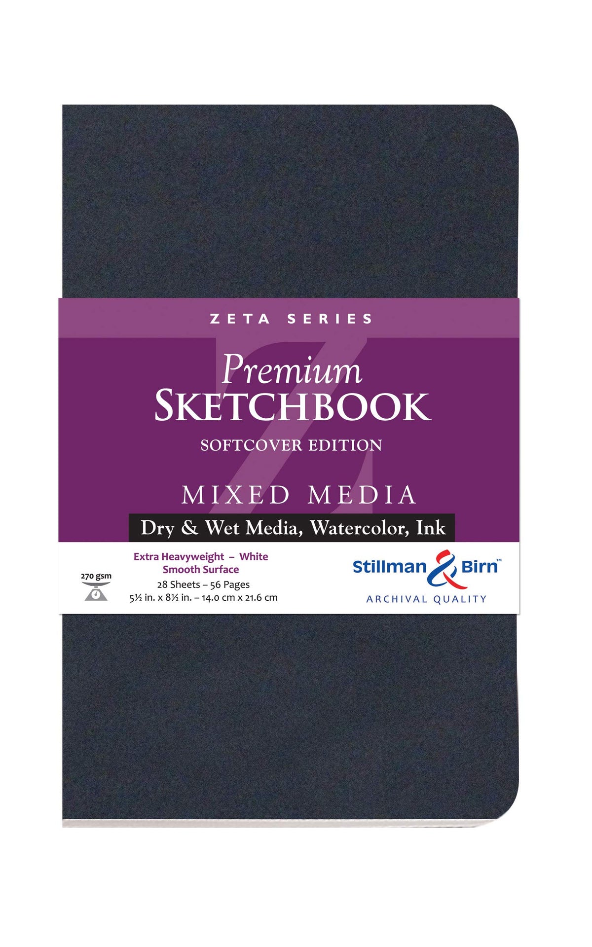 Stillman & Birn Zeta Series Softcover Sketchbook, 7.5" x 7.5", 270 gsm (Extra Heavyweight), White Paper, Smooth Surface
