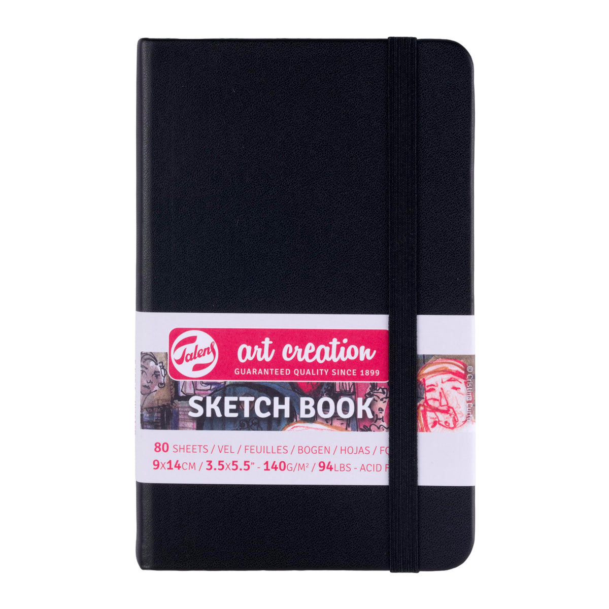 Talens Art Creation Sketchbook, 140 GSM/90 lbs, Black, 8.27 x 11.69 in