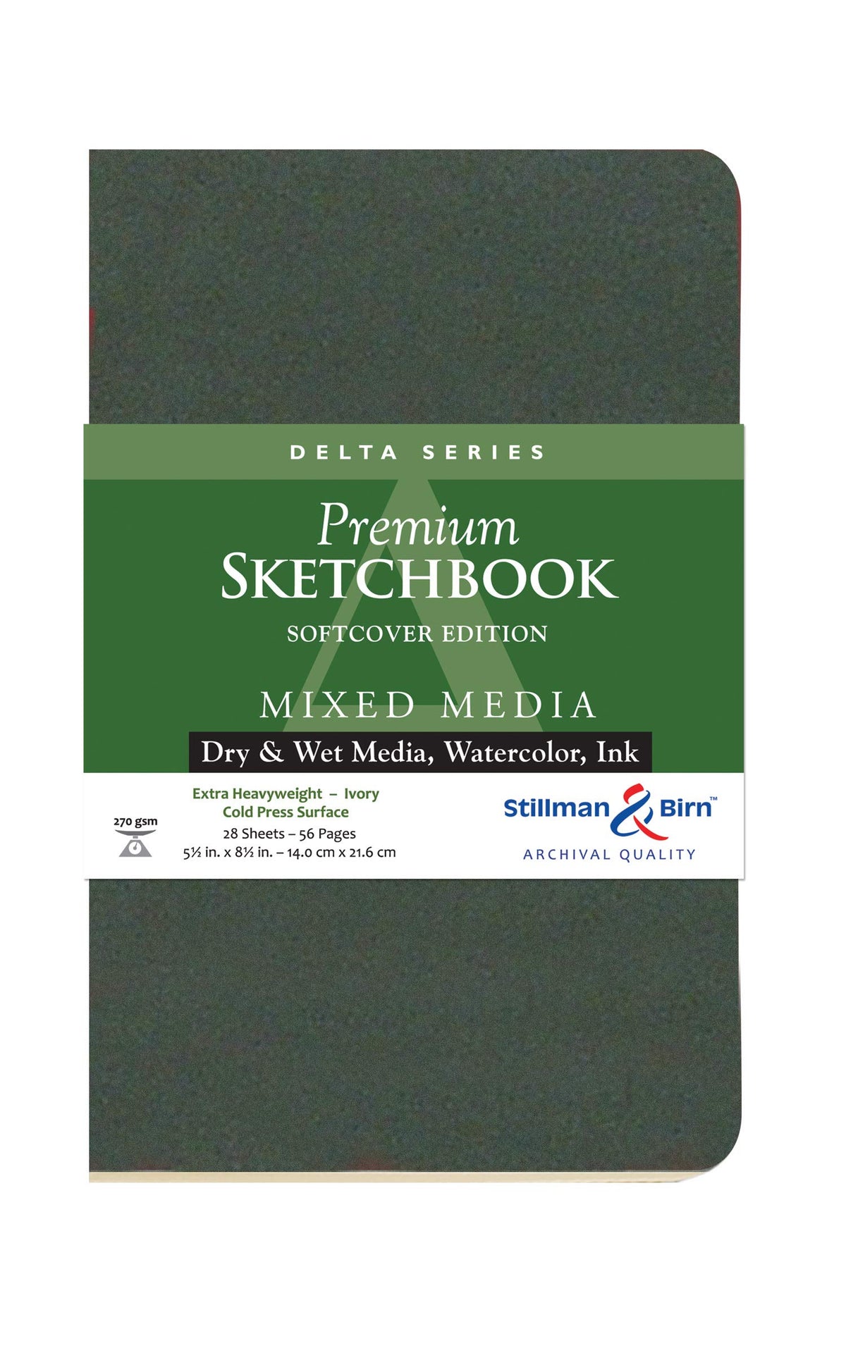 Stillman & Birn Delta Series Softcover Sketchbook, 5.5" x 3.5", 270 GSM (Extra Heavyweight), Ivory Paper, Cold Press Surface