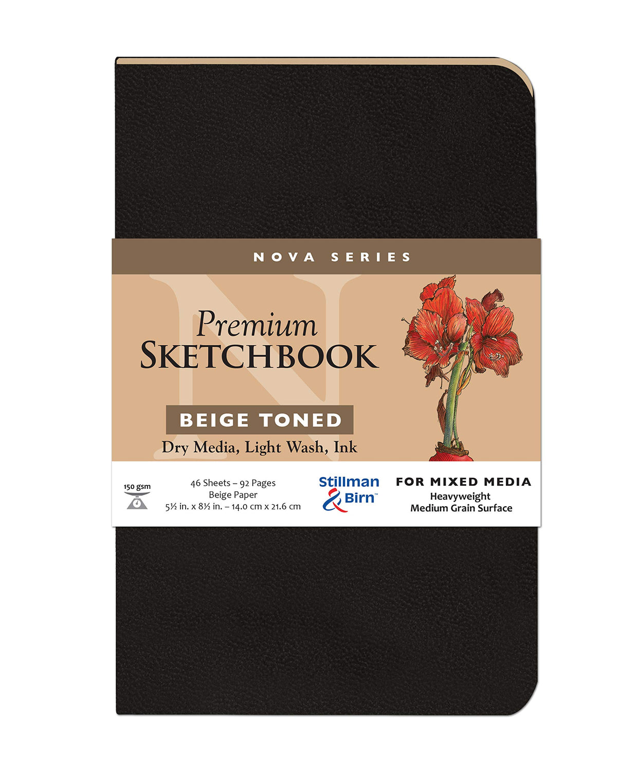 Stillman & Birn Nova Series Beige Softcover Sketchbook, 5.5" x 8.5", 150 GSM (Heavyweight), Beige Paper, Medium Grain Surface