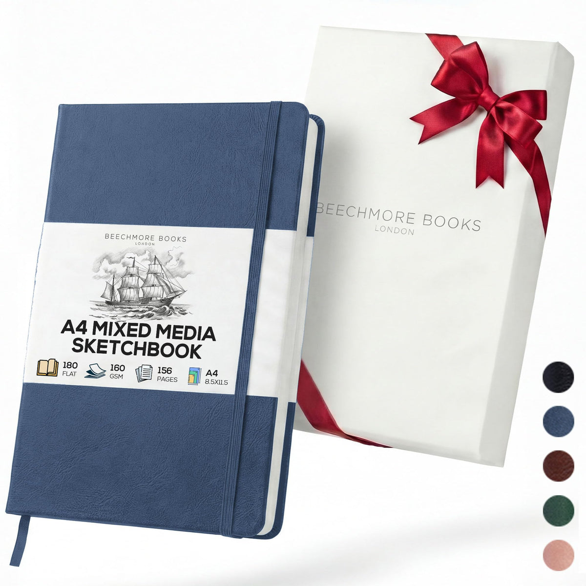 Beechmore Books A5 5.8x8.3 Mixed Media Sketchbook 160 GSM/98LB, Gift Box