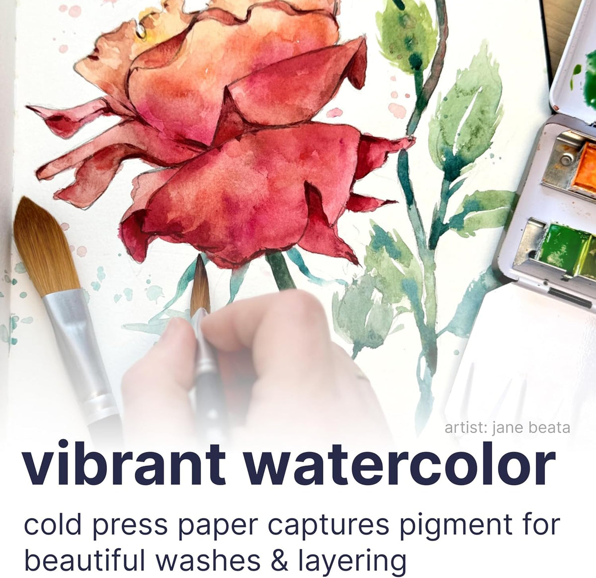 Strathmore 400 Series Watercolor Paper Art Book, Matte Brown Cover, Natural White, Hardbound, 24 Sheets, 8.5x5.5 inch