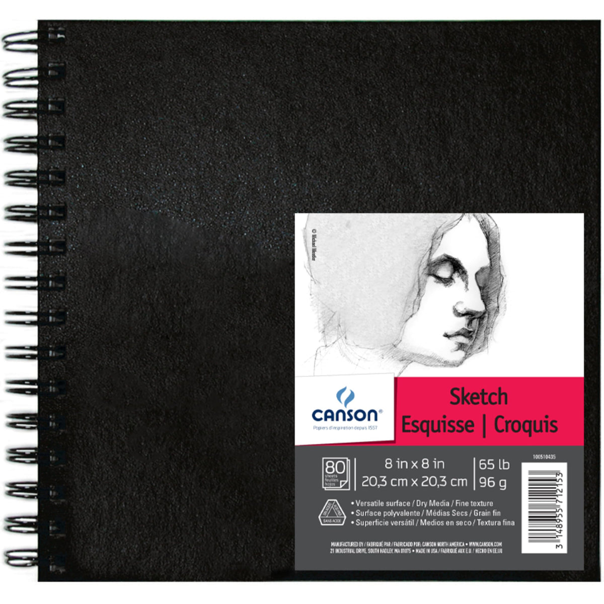 Canson Artist Series Sketchbook, Hardbound Journal, 11x14 inches, 184 Pages (65lb/96g) - Artist Paper for Adults and Students - Graphite, Charcoal, Pencil, Colored Pencil