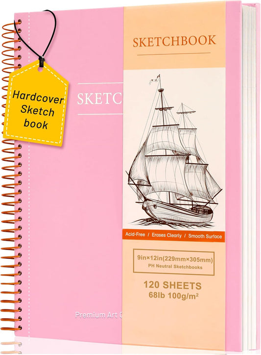 Yoment 9"x12" Hardcover Sketchbook for Drawing，120 Sheets，100GSM