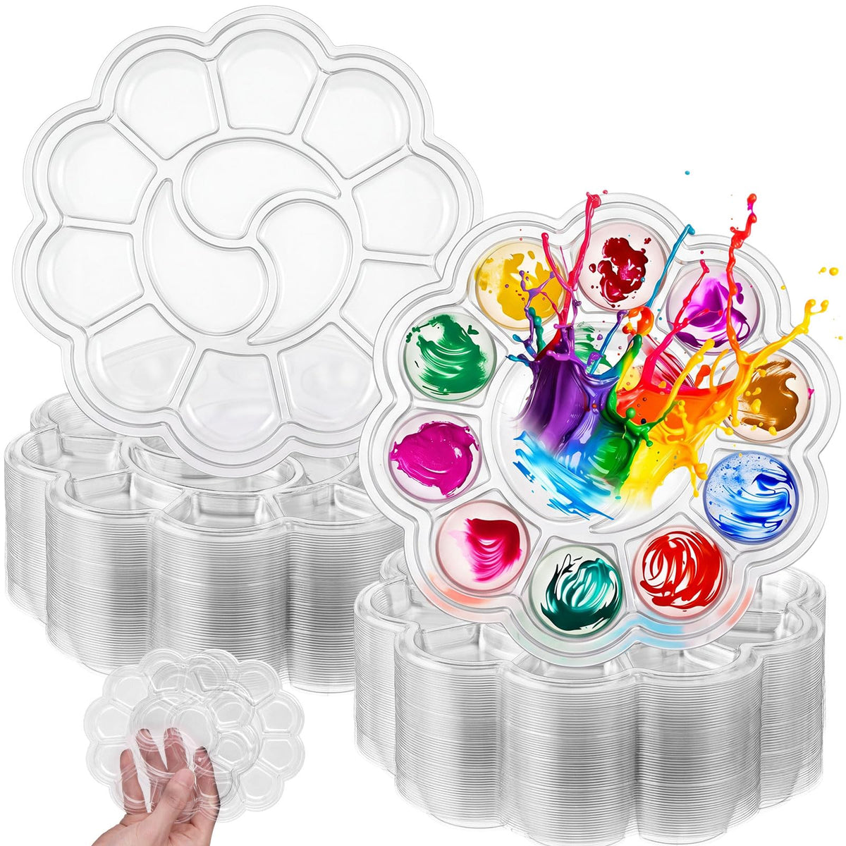 AmazingSpark 50 Pcs Paint Tray Palettes 5.5 in Disposable Round Paint Trays