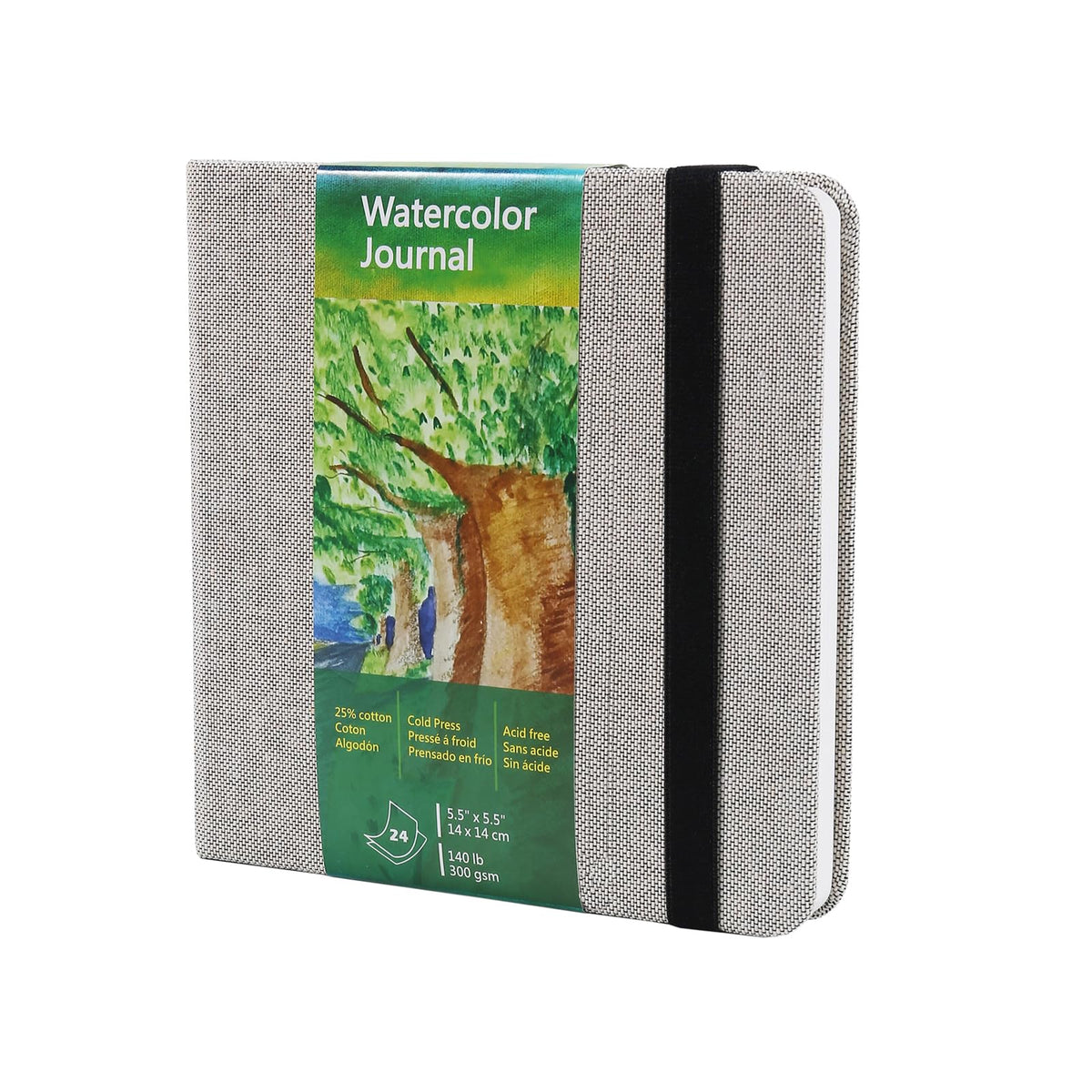 tumuarta Watercolor Journal 5.5 x 5.5, 140lb/300gsm Cold Press Paper, 24 Sheets/48 Pages, Lay-Flat Hardcover Watercolor Paper Sketchbook for Travel & Mixed Media
