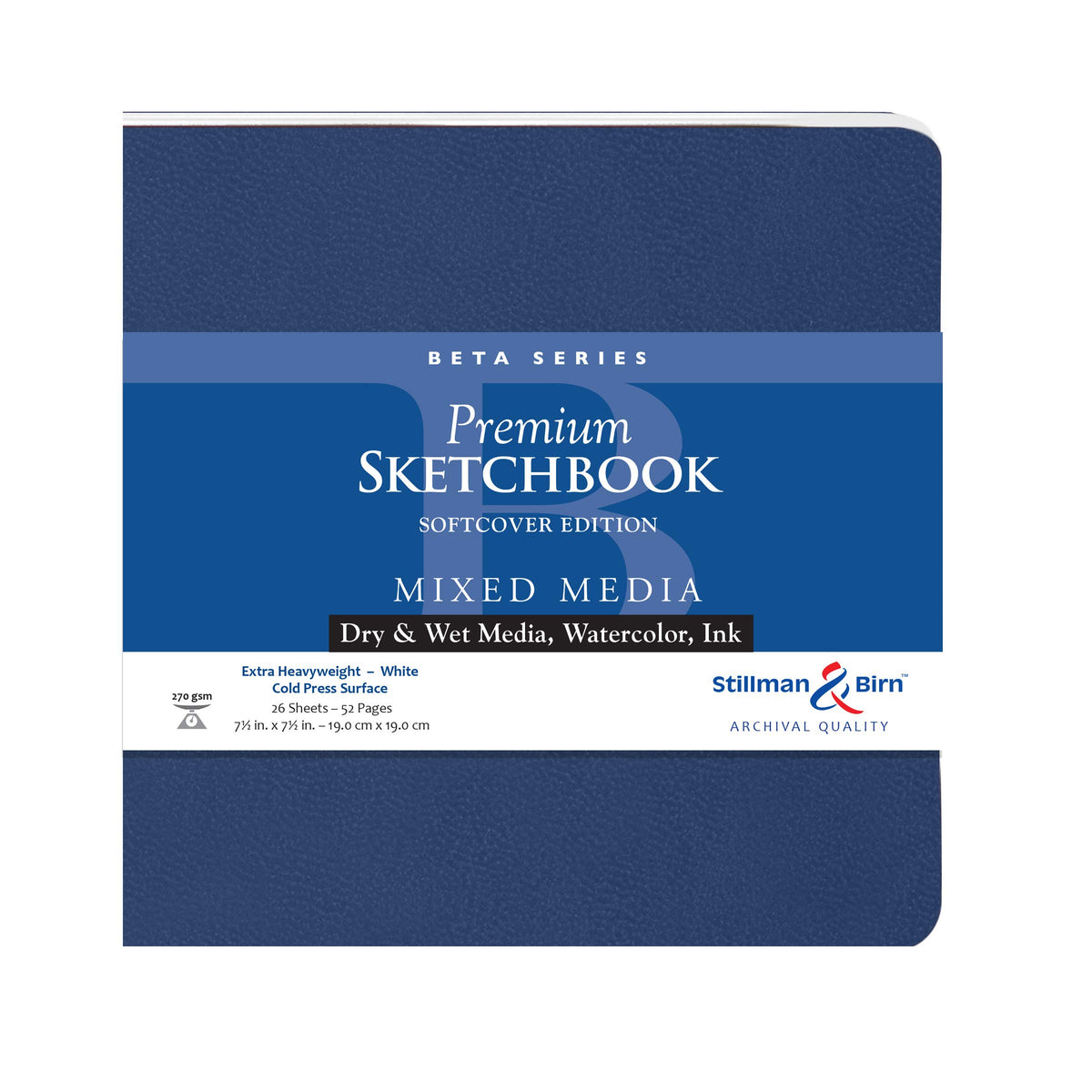 Stillman & Birn Beta Series Softcover Sketchbook, 8" x 10", 270 GSM (Extra Heavyweight), White Paper, Cold Press Surface