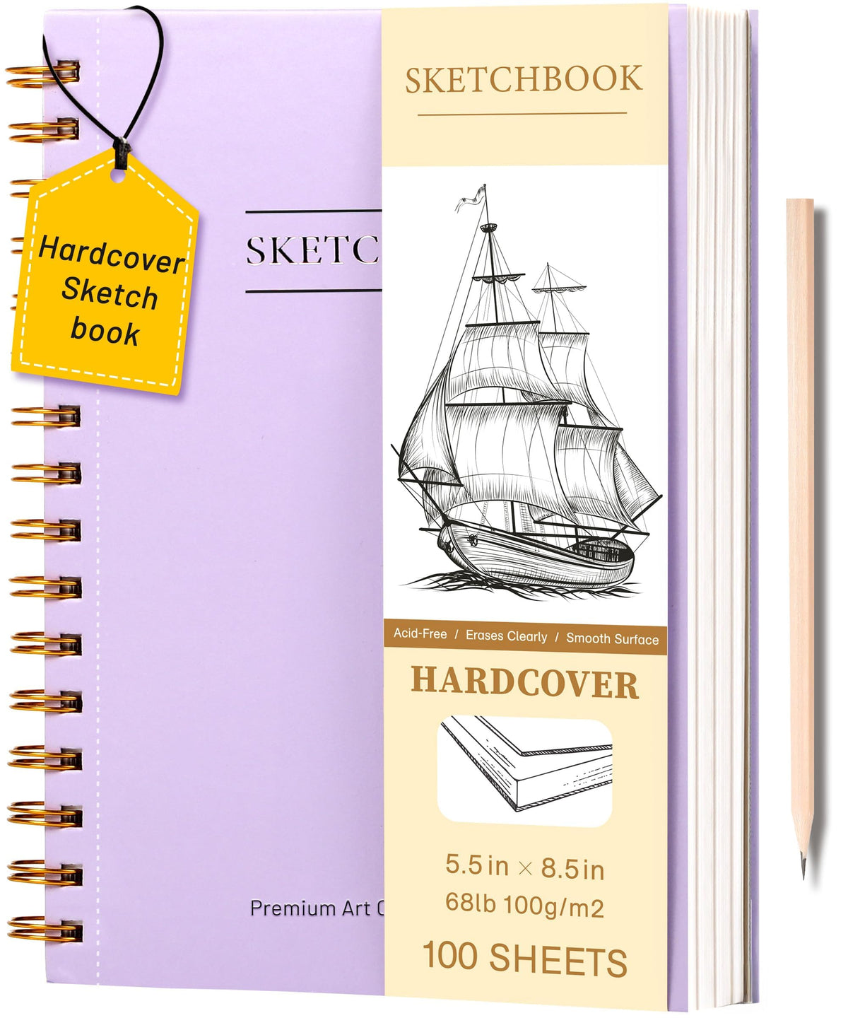 Yoment 9"x12" Hardcover Sketchbook for Drawing，120 Sheets，100GSM