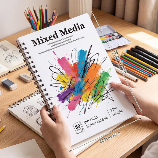 4 Pack Mixed Media Sketchbook 9×12 in, 160gsm Sketch Pads for Drawing