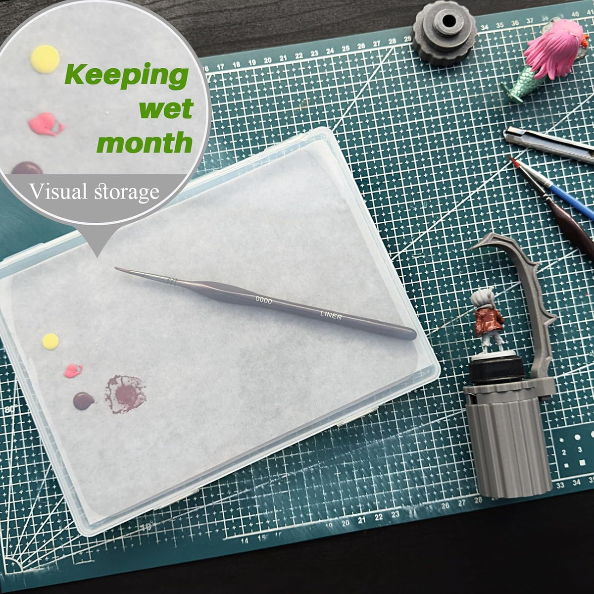 Stay Wet Palette for Acrylic Painting, Wet Pallets for Painting Miniatures Include Wet Pallete Tray, 2 Pcs Sponges and 100 Pcs Hydro Paper to Keep Paint Stay Wet