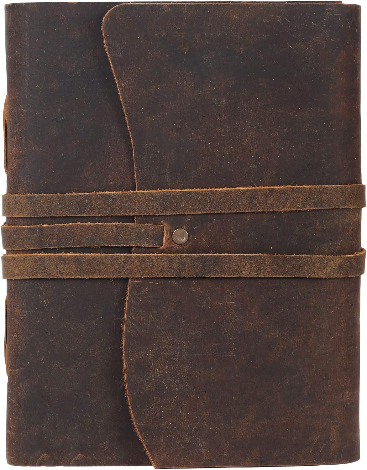 KomalC Leather Journal Notebook, Genuine Leather Journal for Men & Women Handmade Writing Travel Notebook, 240 Unlined Pages Vintage Notepad Gift: Rustic Brown (7"x5")